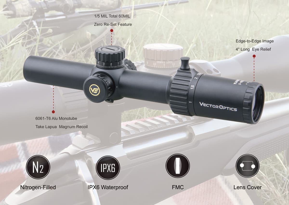 Gridlock Vector optics Taurus 1 6x24 FFP Riflescope 16